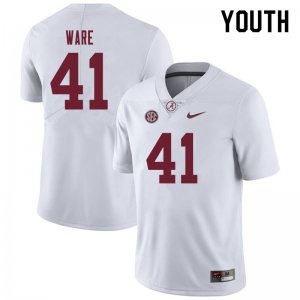 NCAA Youth Alabama Crimson Tide #41 Carson Ware Stitched College 2019 Nike Authentic White Football Jersey JP17M64RE